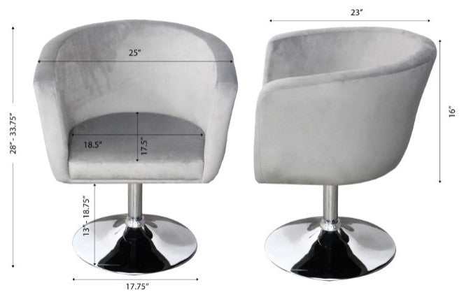 Simone Vanity Armchair, Cool Grey Velvet