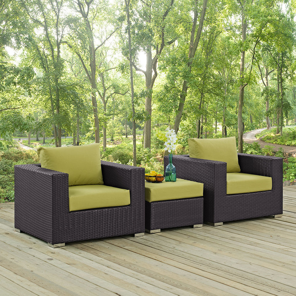 Espresso Peridot Convene 3-Piece Outdoor Patio Sofa Set