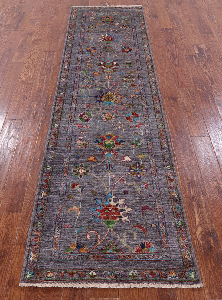 2' 7" X 9' 10" Persian Tabriz Hand Knotted Wool Runner Rug Q9647
