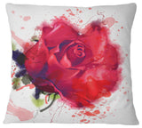 Beautiful Bright Red Rose Floral Throw Pillow, 16"x16"