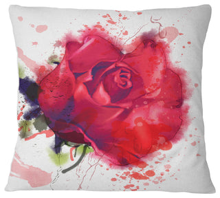 Beautiful Bright Red Rose Floral Throw Pillow, 16"x16"