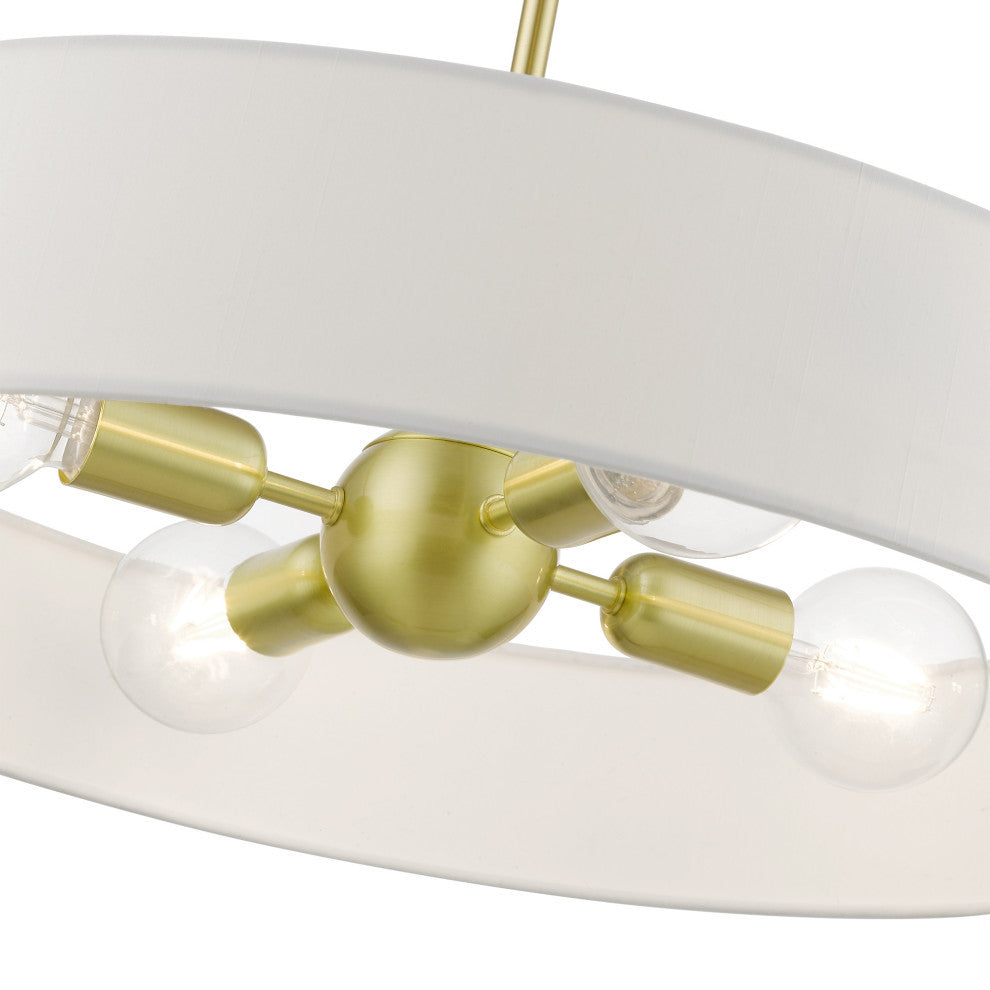 Venlo 4 Light Satin Brass With Shiny White Accents Medium Drum Pendant