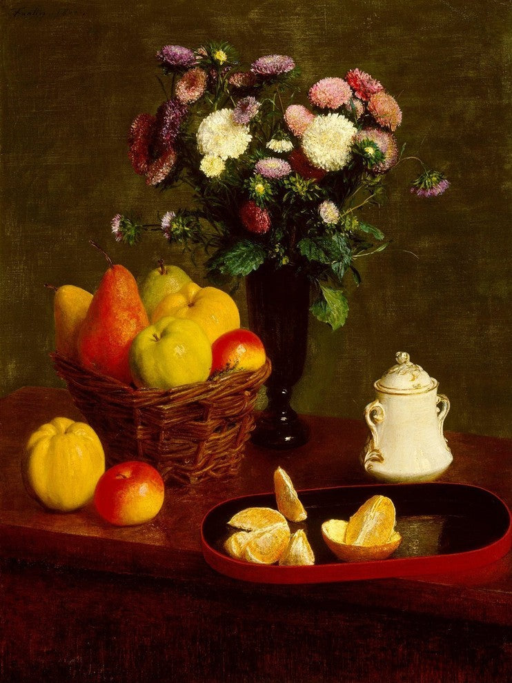 Tile Mural, Flowers and Fruit By Henri Fantin-Latour Ceramic, Glossy