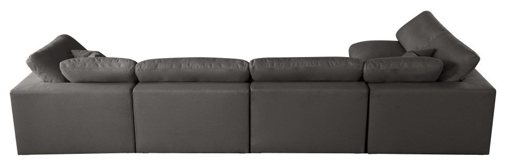 Plush Velvet / Down Standard Comfort L-Shaped Modular Sectional, Gray, 5-Piece: 3 Armless Chair, 2 Corner Chair