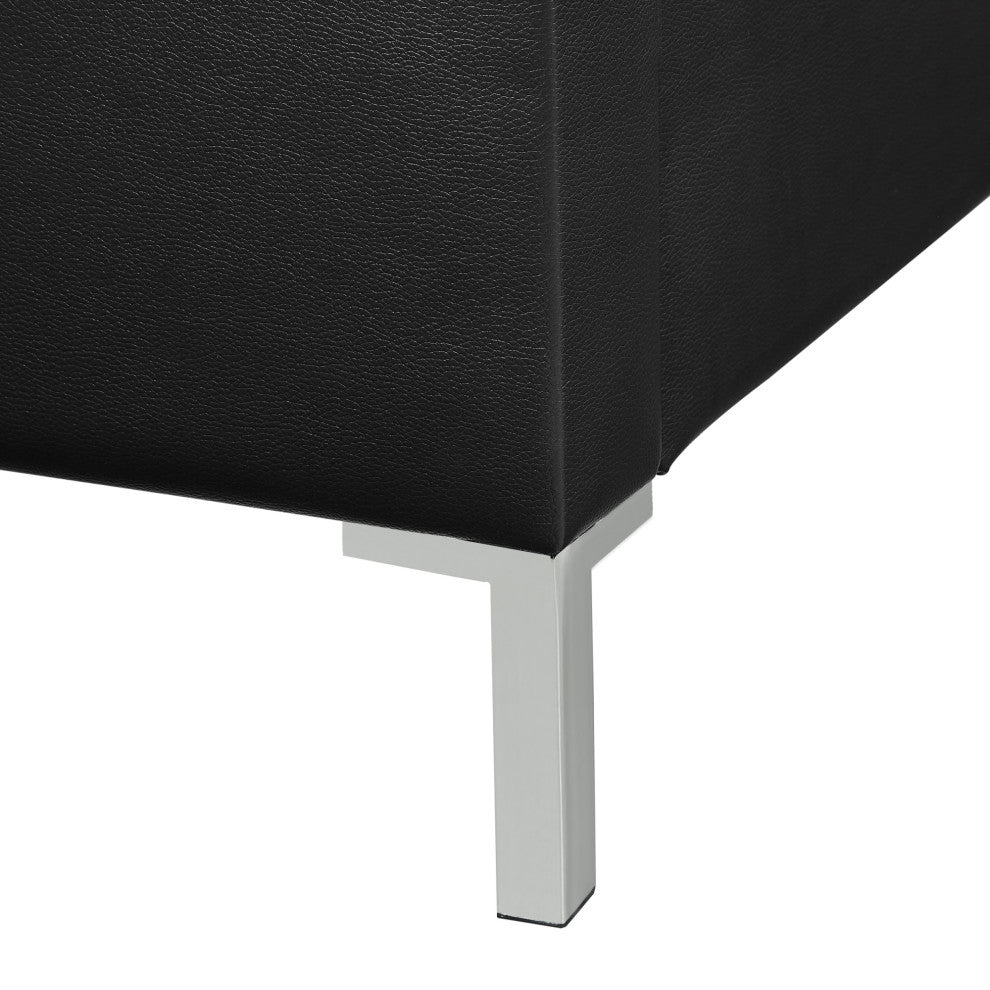 Giovanna Nailhead Trim Platform Bed, Black Leather Pu, King