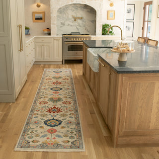 Leoness Vintage Traditional Ivory/ Multi Area Rug, 2' x 6'