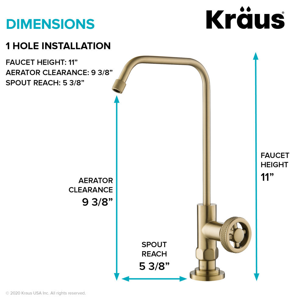 Urbix Drinking Water Dispenser Beverage Kitchen Faucet, Brushed Gold