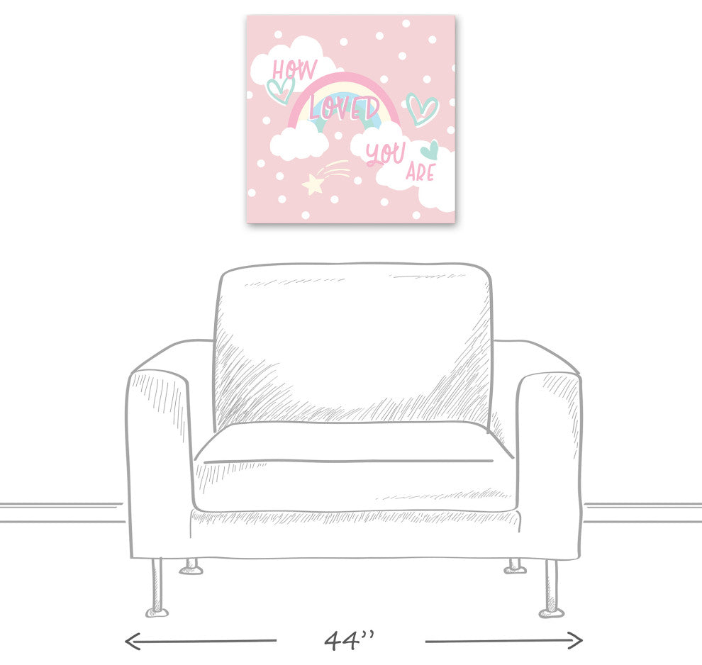 How Loved Pink Rainbow 20x20 Canvas Wall Art