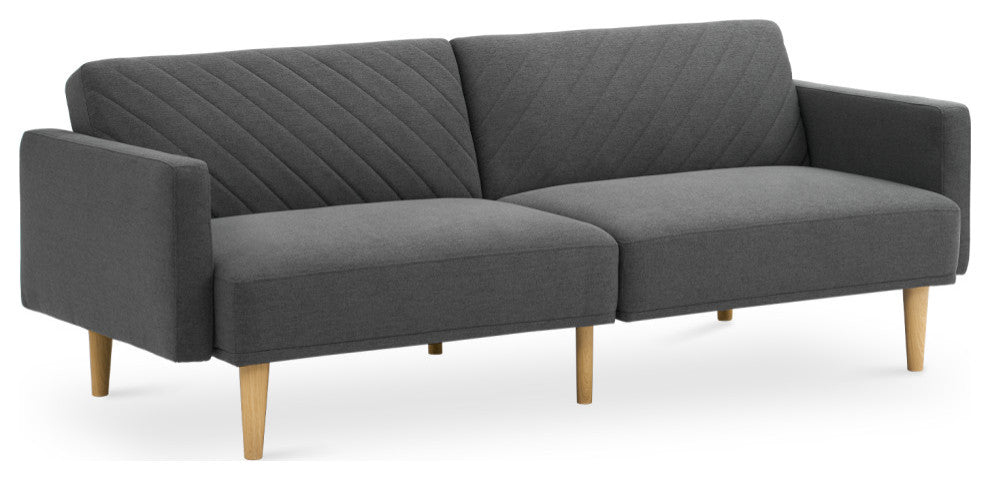 Mopio Chloe Futon Sofa Bed, Convertible Sleeper Sofa Light Gray, Dark Gray