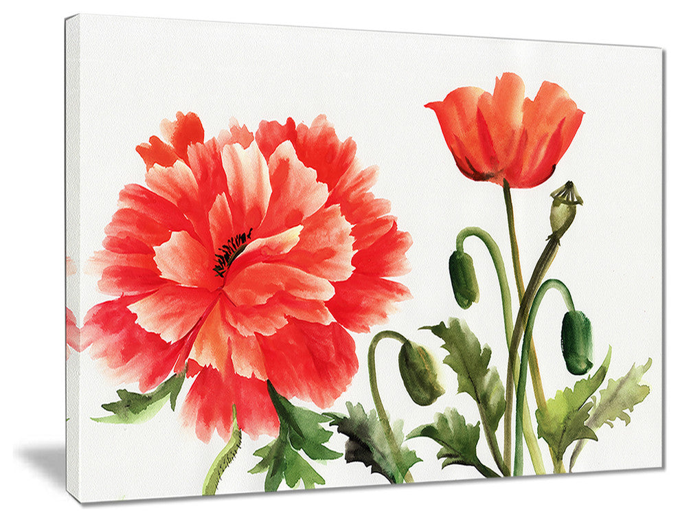 "Red Poppies" Canvas Print, 20"x12"