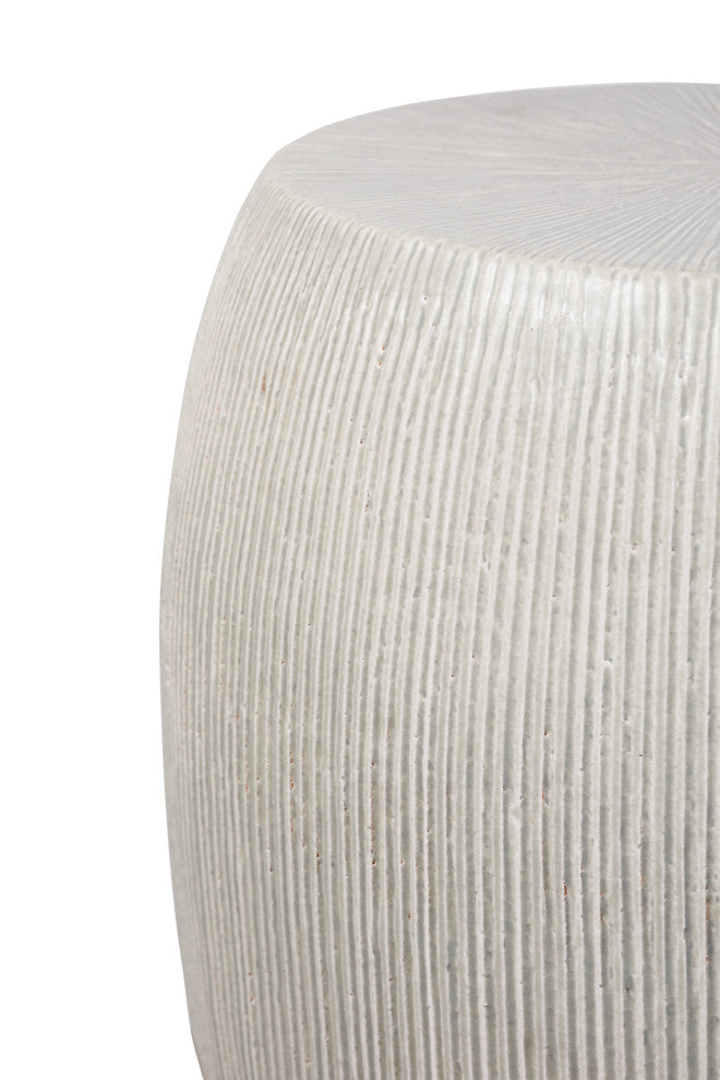 Sunburst Olive Semi-Gloss Ceramic Patio Stool