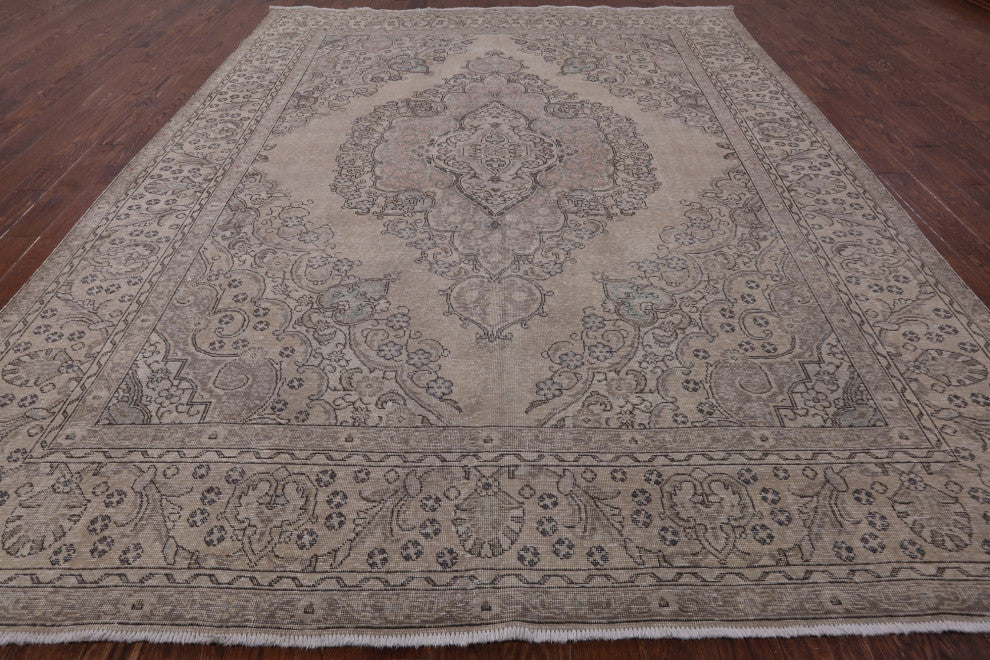 Persian Vintage White Wash Hand Knotted Rug 9' 9" X 12' 7" Q4712