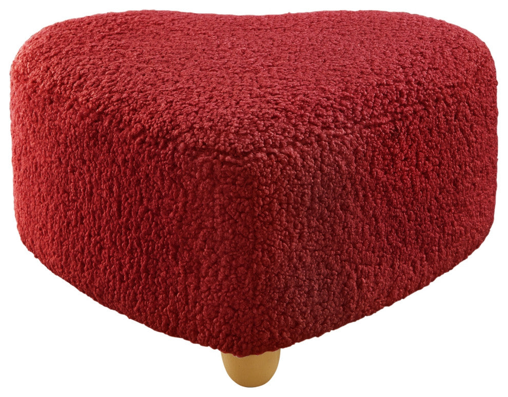 Rustic Manor Elouise Ottoman, Upholstered, Sherpa, Red