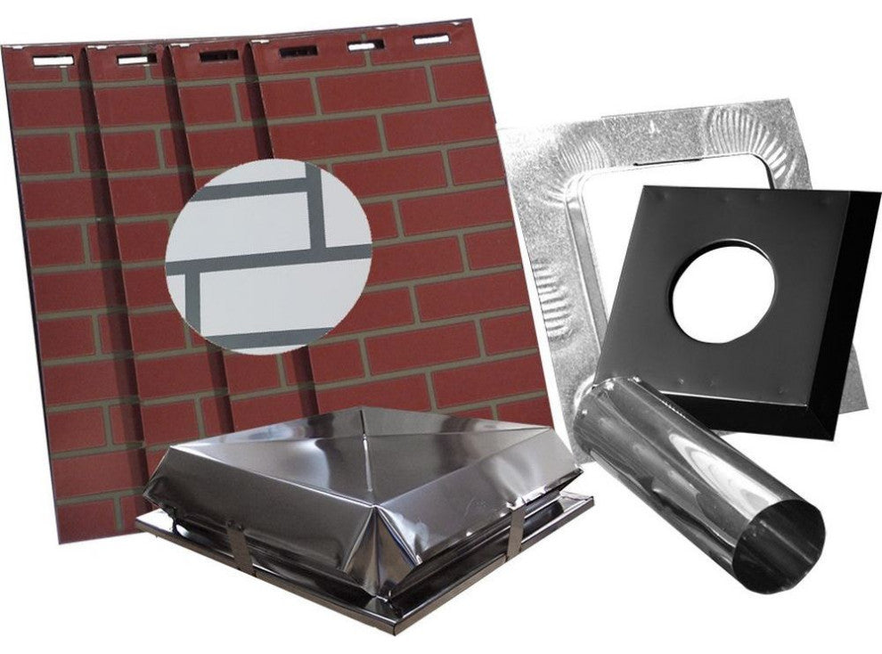 AirJet Simulated White Brick All Fuel Chimney Housing Kit 17x17x60"H