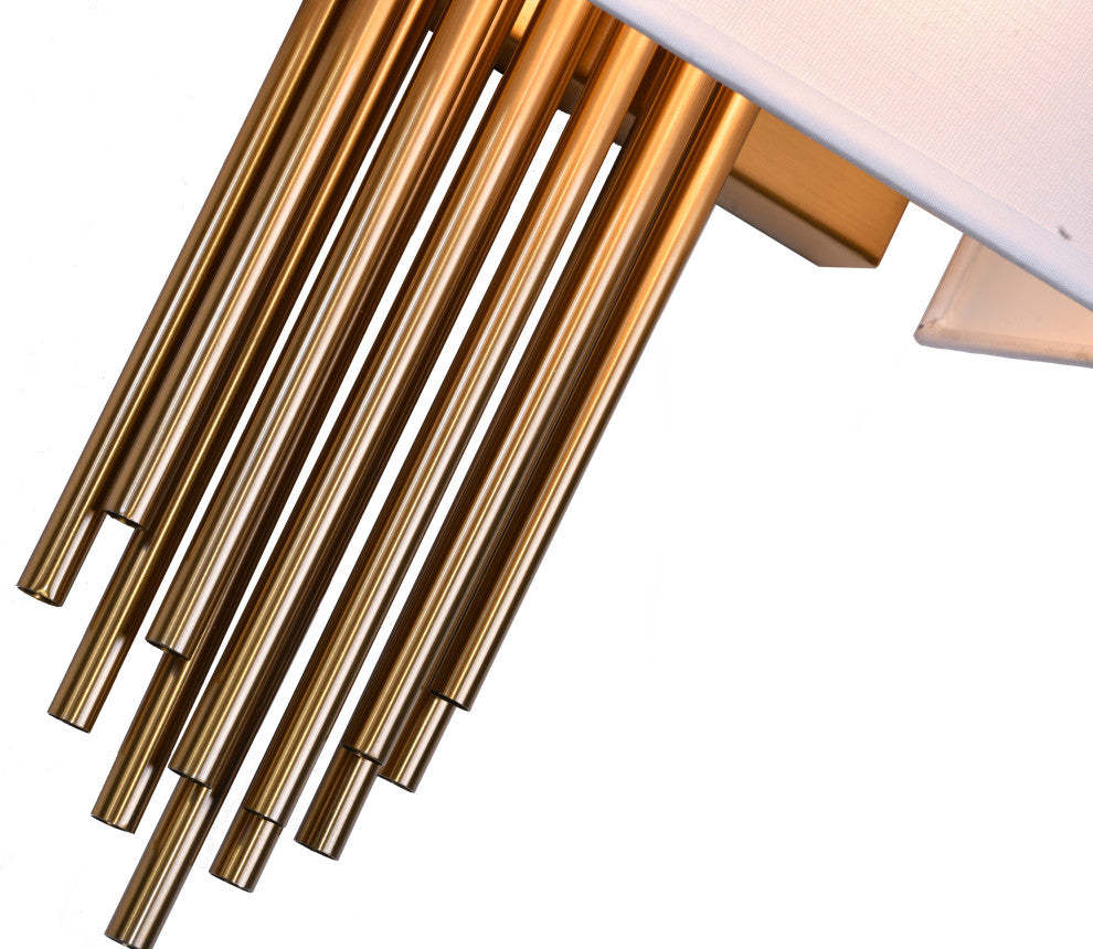 Gold Metal Wall Sconce With White Box Shade