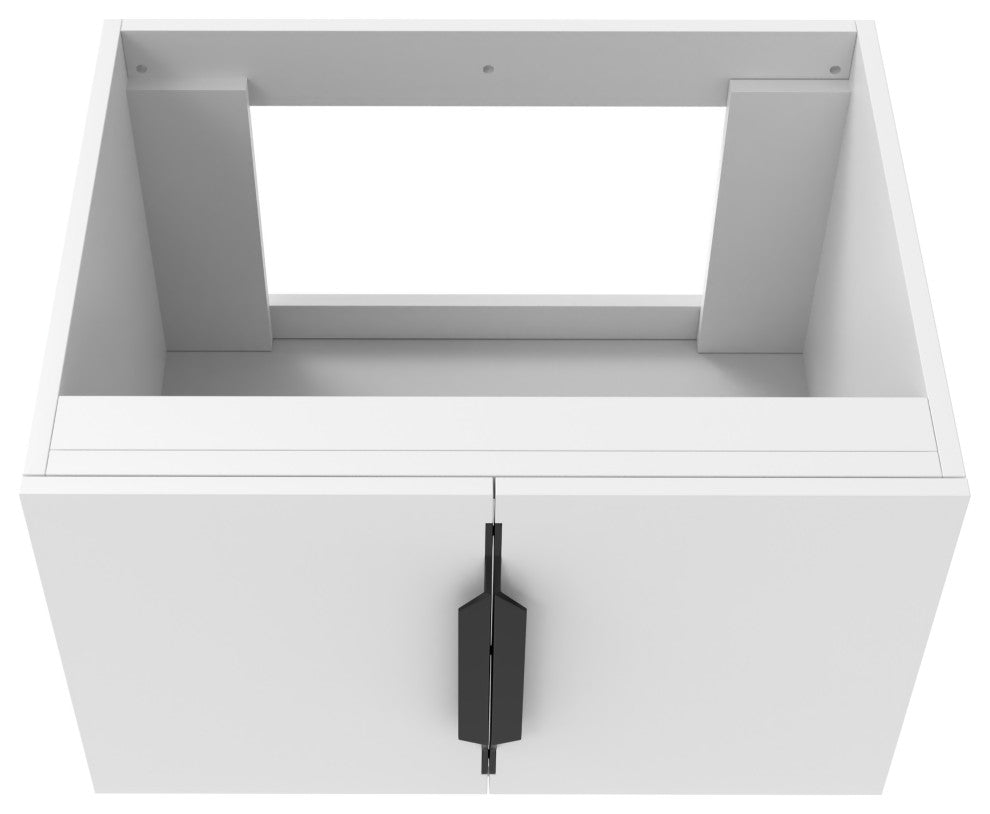 CastelloUSA Alpine 24" Wall Mounted Vanity, Base Only, White, Black Handles