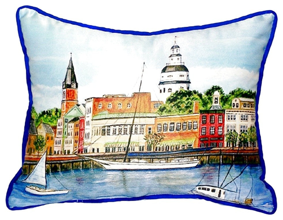 Betsy Drake Annapolis City Dock Large Indoor/Outdoor Pillow 16x20