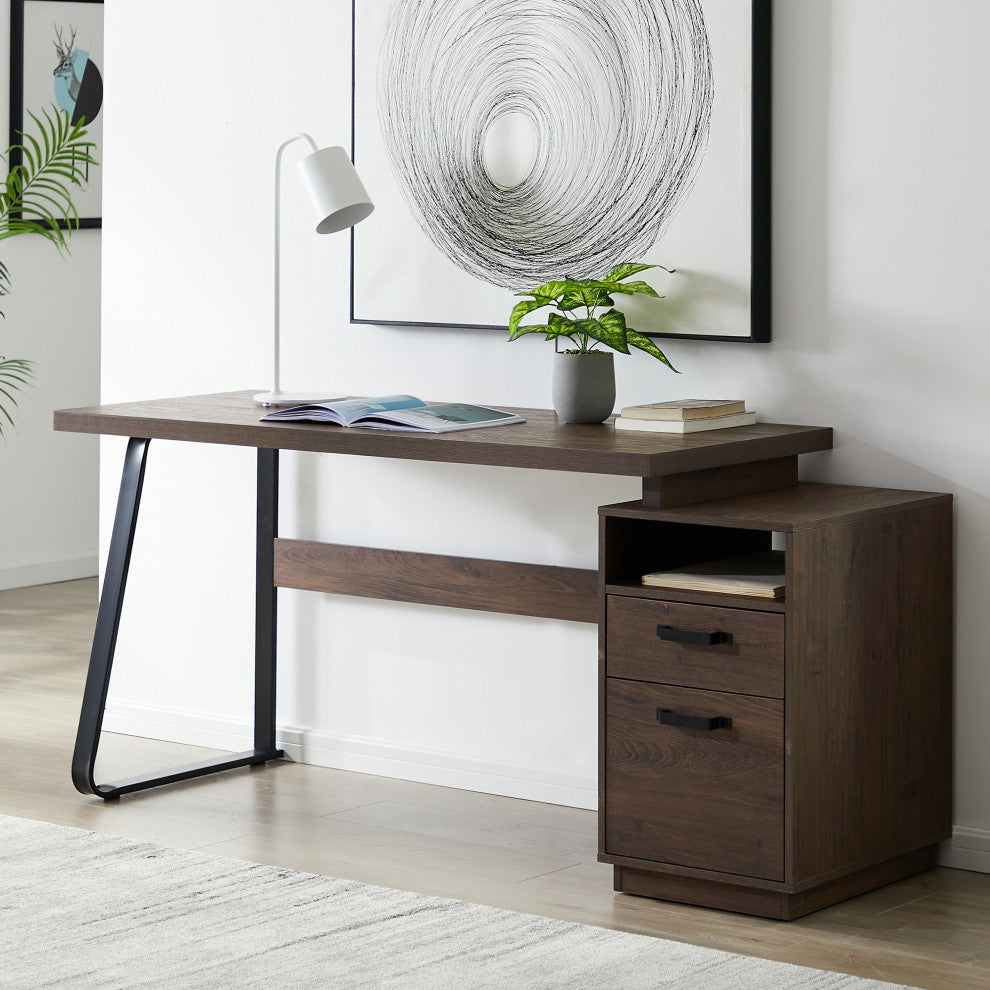 TATEUS Home Office Computer Desk Brown Writing Study Table