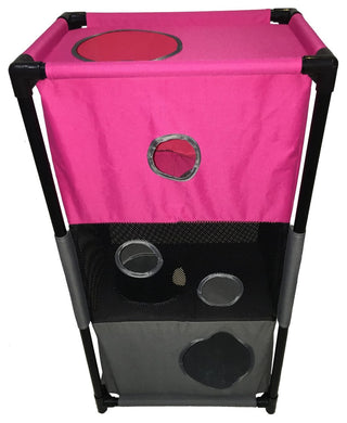 Kitty-Square Obstacle Soft, Sturdy Play-Active Collapsible Cat House, Pink/Gray