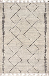 Zaina Moroccan Beni Souk Area Rug, Cream/Gray, 8 X 10