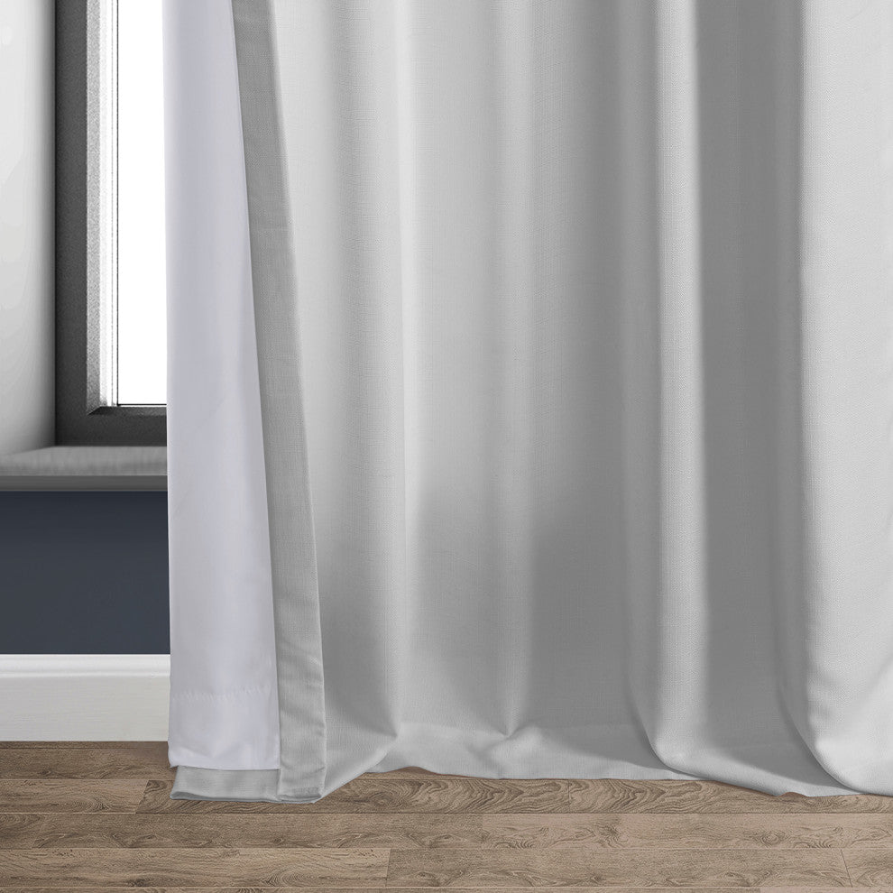 Italian Faux Linen Curtain Single Panel, Dove White, 50"x96"