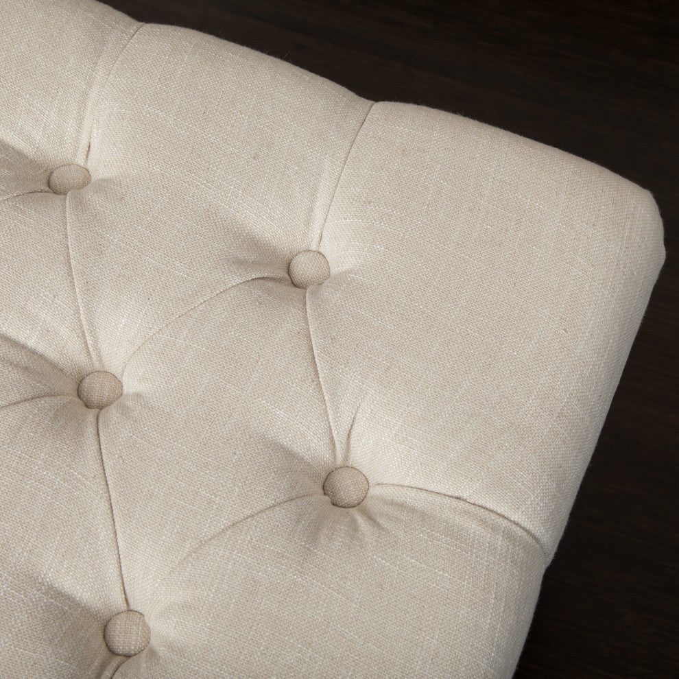 GDF Studio Colette Tufted Fabric Ottoman Bench, Beige