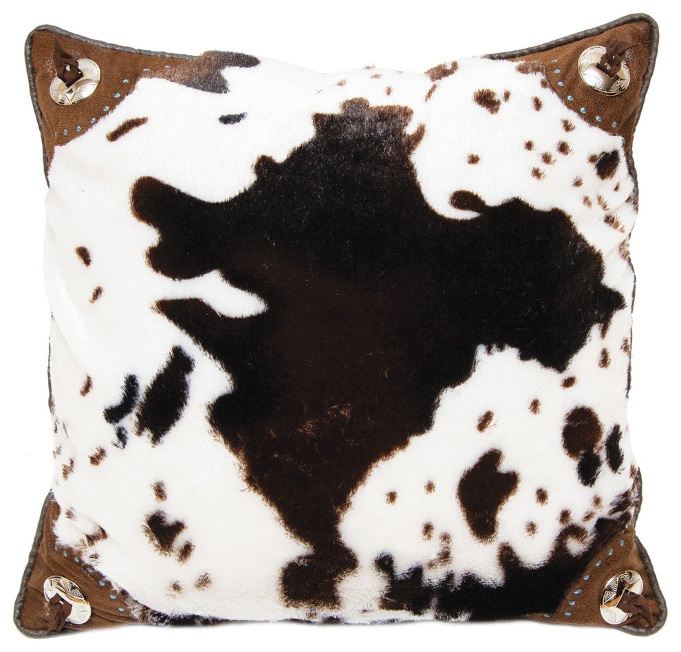 Wrangler Cowhide Corner Faux Cowhide Throw Pillow, 18"x18"