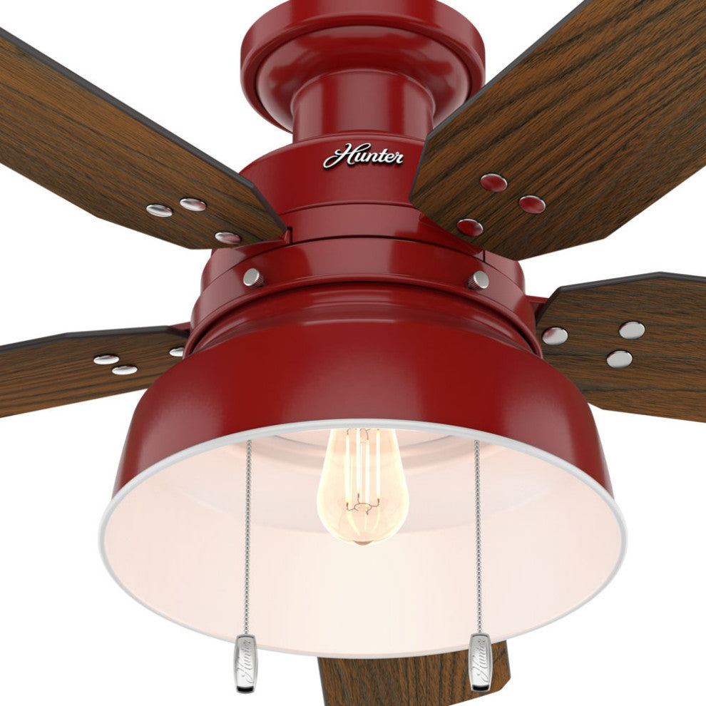 Hunter Fan Company  52" Mill Valley Ceiling Fan With Light, Barn Red