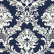 Stripes And Damasks, Classic Damask Stripes White, Blue Wallpaper Roll