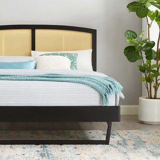 Platform Bed Frame, Queen Size, Wood, Black, Modern Mid-Century, Bedroom Master