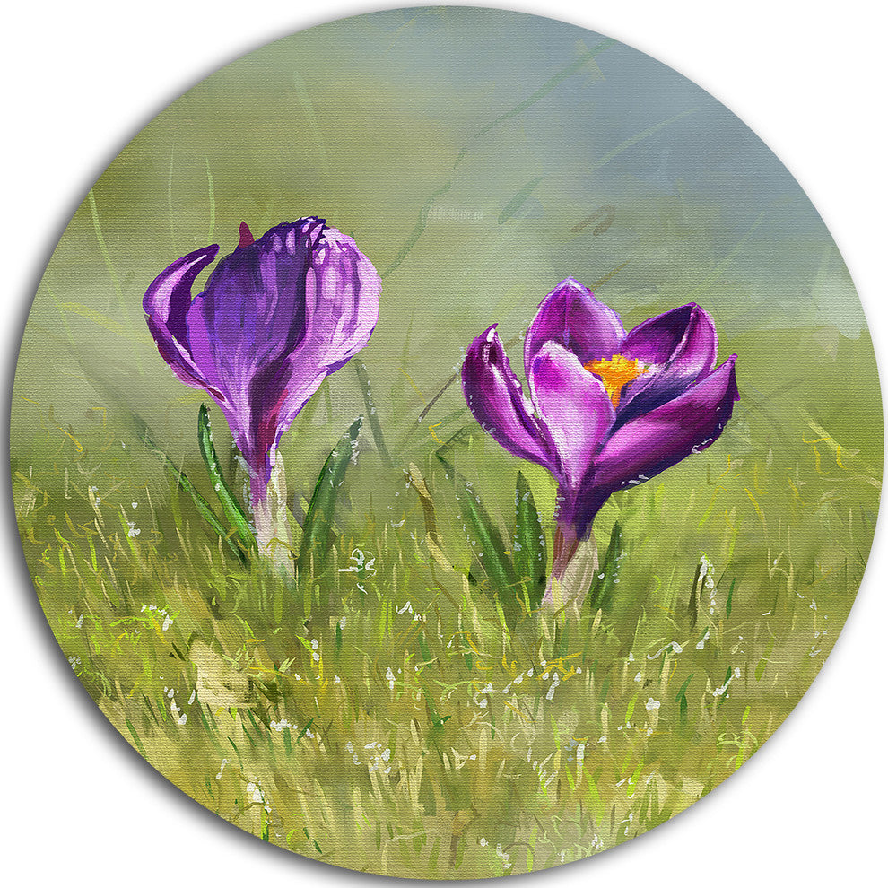 Crocus Couple, Floral Round Wall Art, 23"