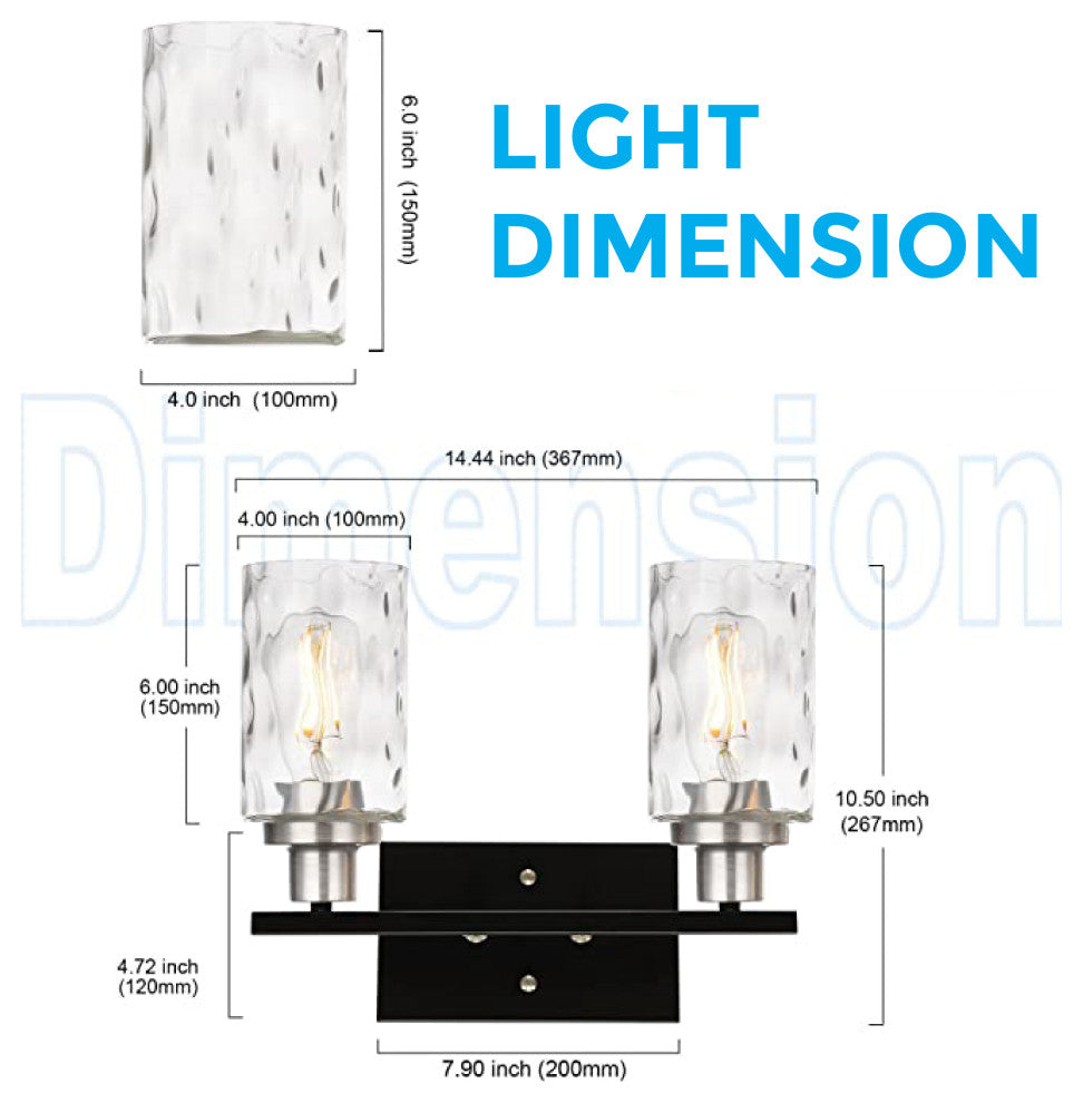 2 Lights vanity lamp Metal wall light fixtures indoor Modern sconce indoor