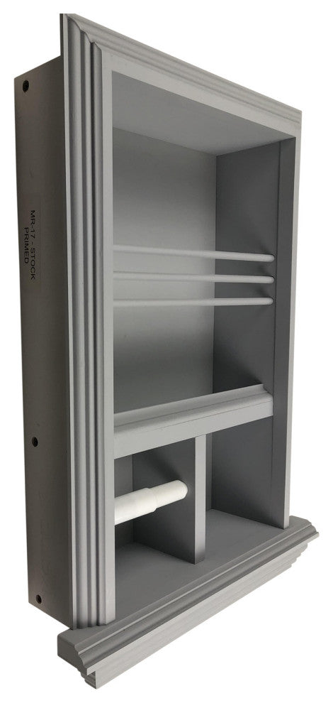 Montclair Combination Toilet Paper Holder Recessed Magazine Rack, Primed Gray