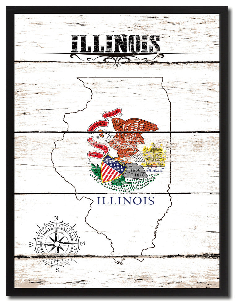 Illinois State Flag Canvas, 28"x37"