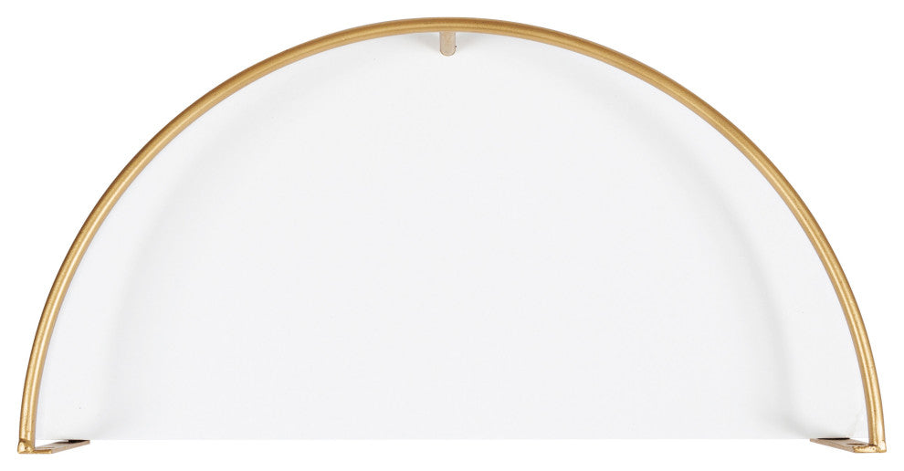 Camryn Semi Circle Shelf Set, White/Gold, 2 Piece