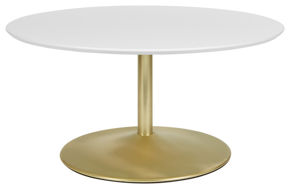 Flower Coffee Table With White Top and Brass Base