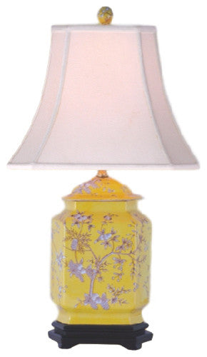Porcelain Jar With Fruit Table Lamp, Yellow