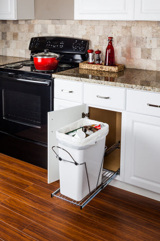 Polished Chrome 35 & 50 Quart Single Pullout Trash Can System