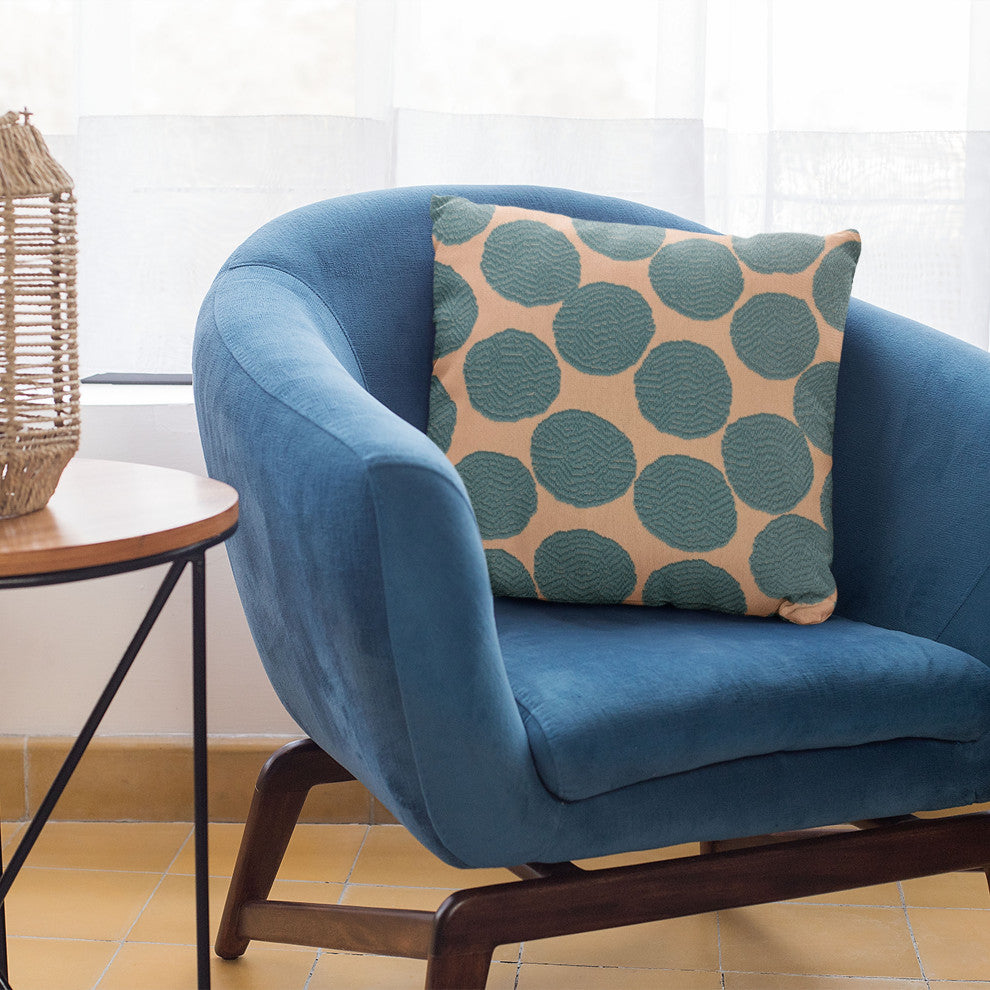 Plutus Blue Dots Luxury Throw Pillow, 18"x18"
