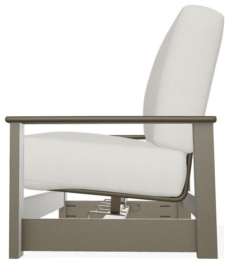Leeward Deep Seat Outdoor Loveseat with Hidden Motion, Grasscloth Buff/Beachwood