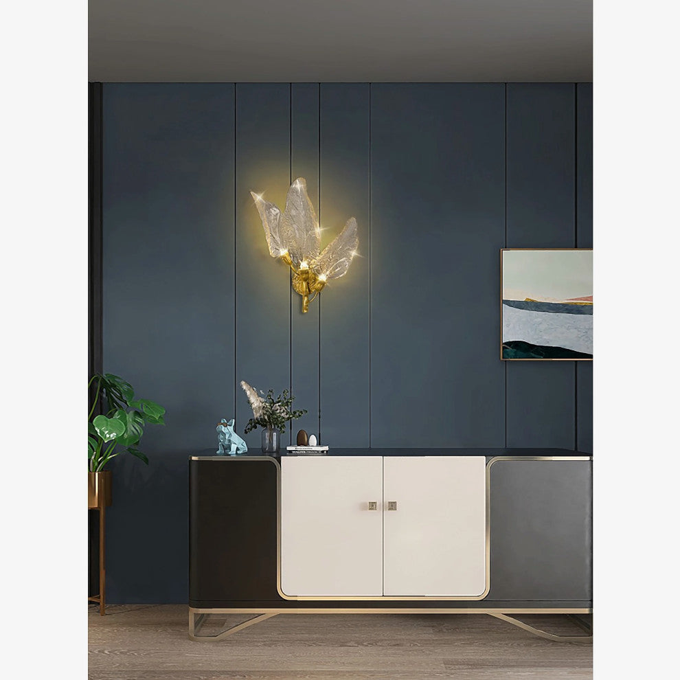 Madrid | Leaf Shaped LED Wall Lamp, Gold, Dimmable, Cool Light