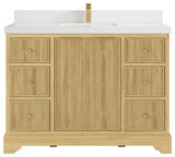 Austin 48 Single Sink Bath Vanity in Light Natural Teak 2" White Quartz