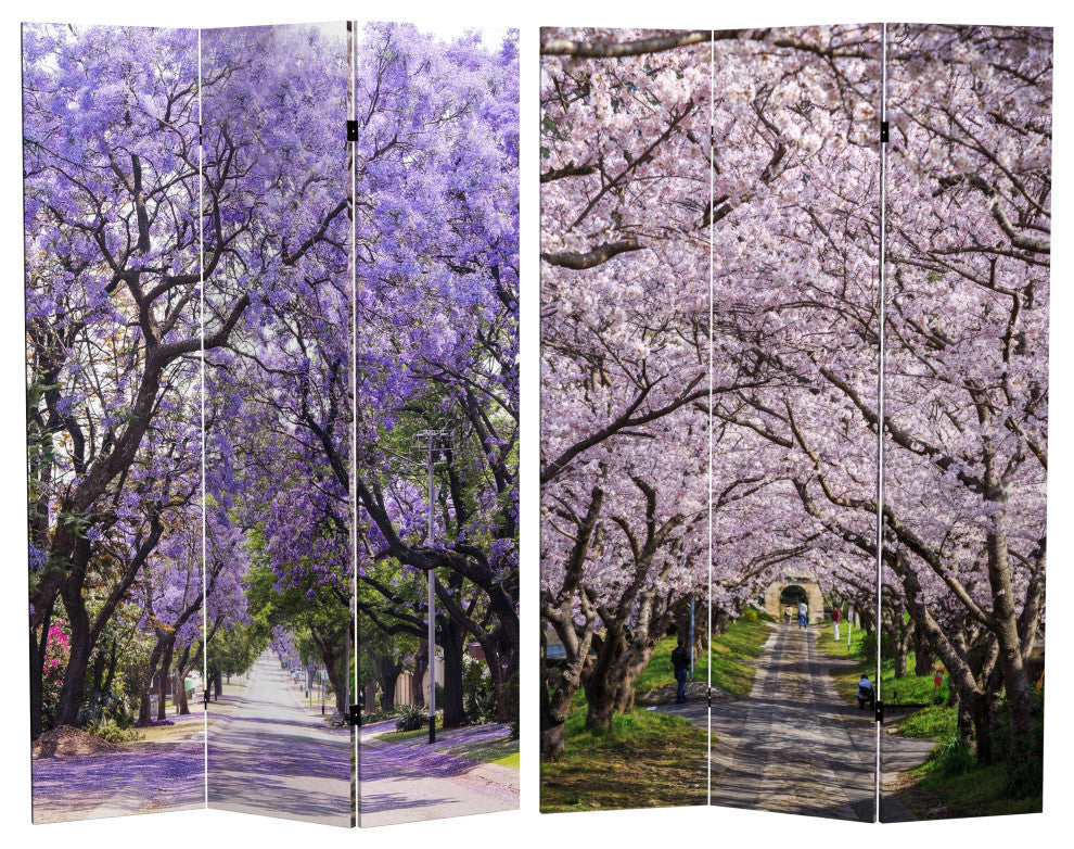 6' Tall Double Sided Lavender Road Canvas Room Divider