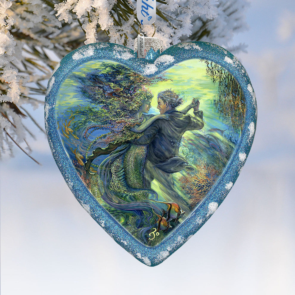 For the Love of a Mermaid Heart Glass Ornament Limited Edition