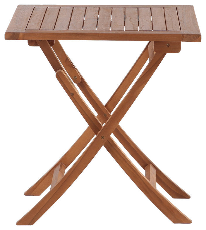 Nordic Style Natural Teak Square Folding Patio Table 28"