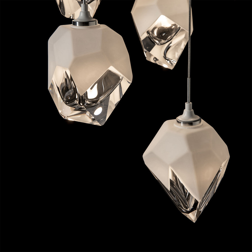 Chrysalis 5-Light Small Crystal Pendant White Finish- Long, White Crystal
