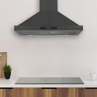 30" Convertible Wall Mount Pyramid Range Hood, Black Stainless Steel