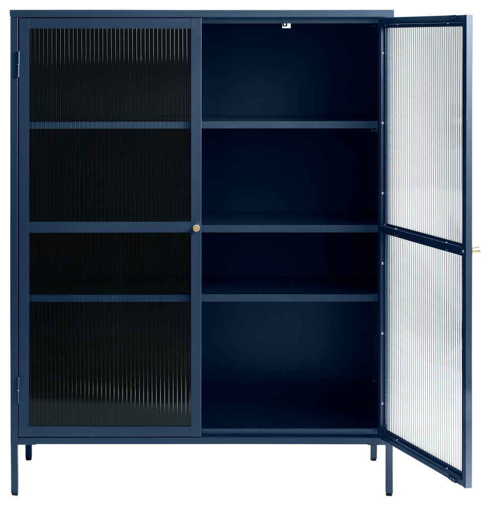 Metal & Glass 55" Display Cabinet, Blue