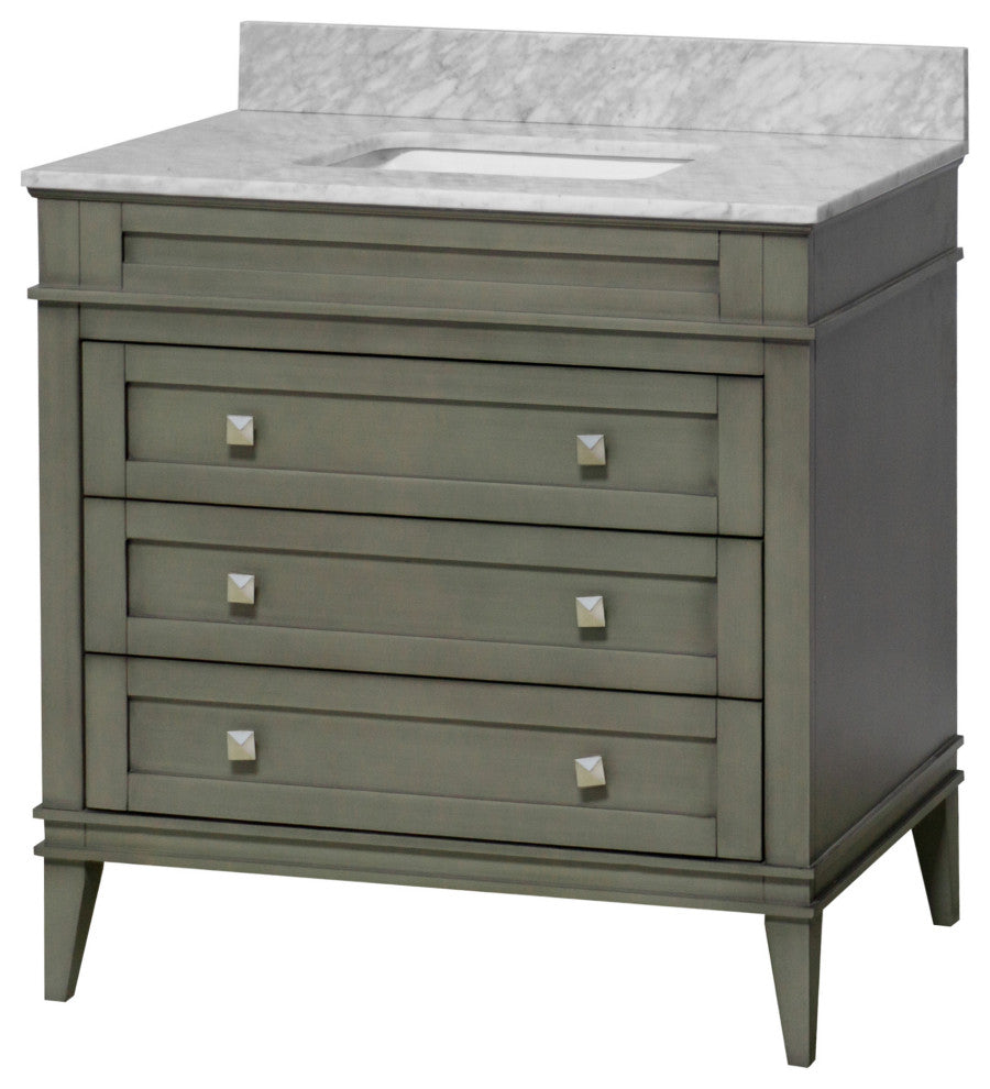 Eleanor 36" Bathroom Vanity, Weathered Gray, Carrara Marble