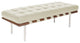 Sevilla Leather 3, Seater Bench, Ivory Leather, Walnut Frame